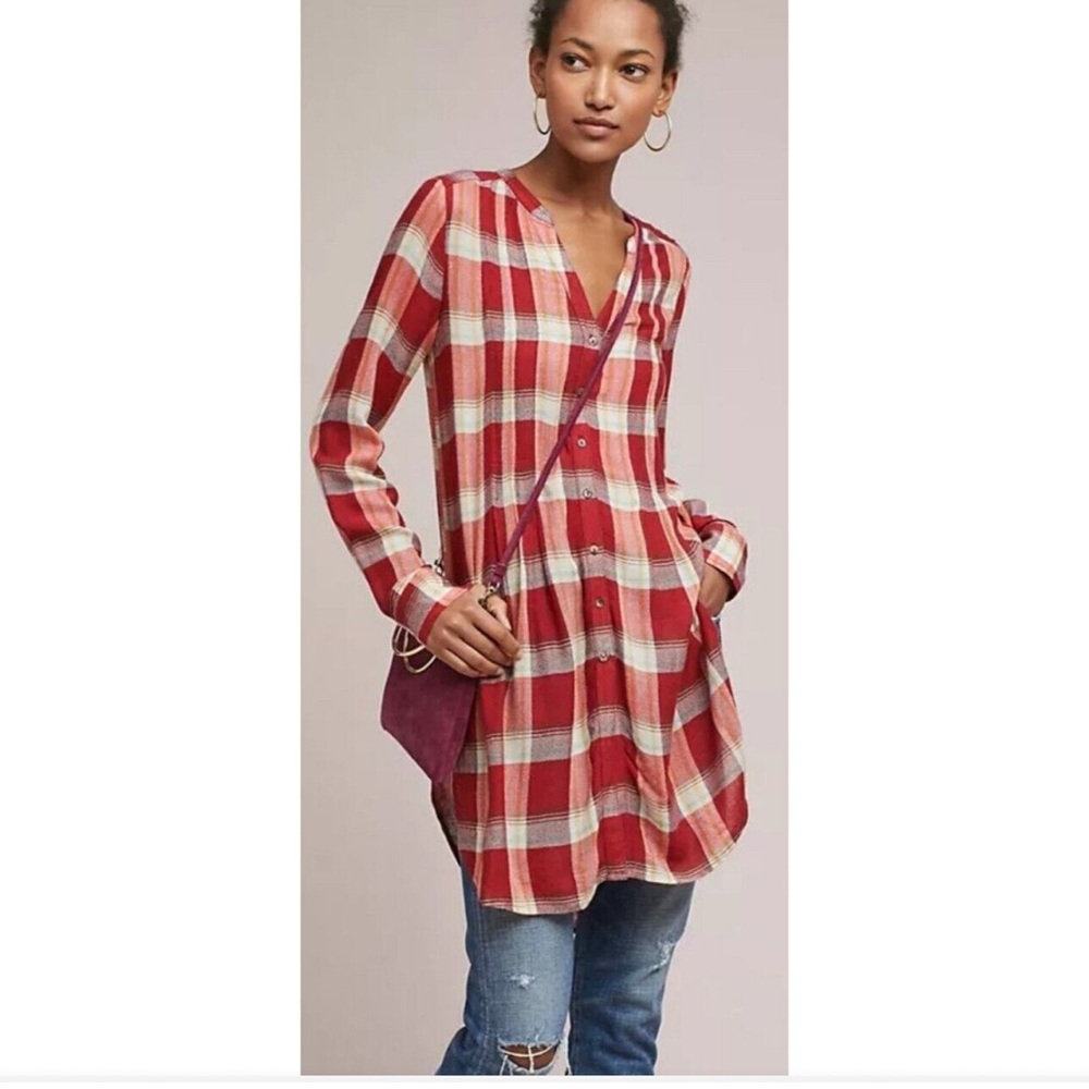 Anthropologie Plaid Red Women's Top